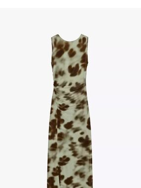Zara Sleeveless Maxi Dress in Cream and Brown Spot Print